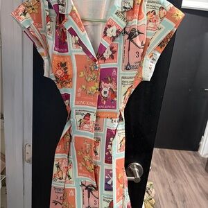 Travel Print Dress with Vibrant Colors
